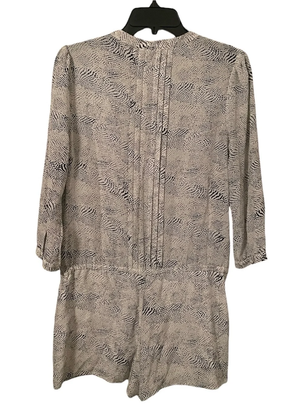 Joie Women's White Gray Silk Animal Print Pleated Button Down Romper Size XS